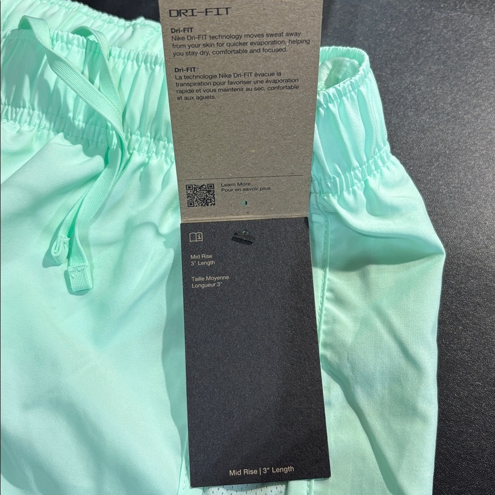 Nike Dri-FIT Running mid rise,3” length,panty lined,drawstring,elastic,mesh side - Picture 5 of 6